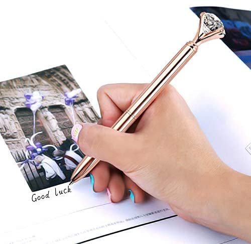 ZZTX 8 PCS Big Crystal Diamond Ballpoint Pen Bling Metal Ballpoint Pen Office Supplies Gift Pens For Christmas Wedding Birthday, Includes 8 Pen Refills - Image 5