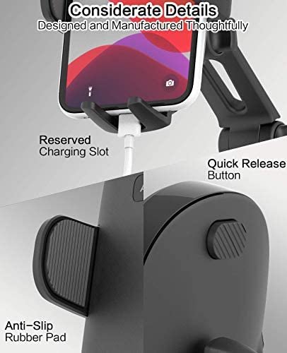 Desk Phone Stand Adjustable Height Multi Angles Heavy Base, APPS2Car Multifunctional Universal Cell Phones Holder Table Mount for Office Kitchen Video Call Watching Movie for All Mobile iPhone (Black) - Image 7