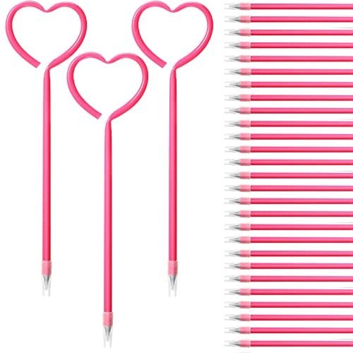 36 Pieces Valentines Day Pens Heart Shape Pens Rollerball Pens Valentine Party Favor Pens Black Gel Ink, Ballpoint Pen for School Boys and Girls Office Supplies (Rose Red) - Image 8