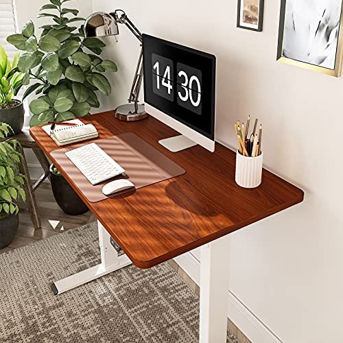 Flexispot EC1 Adjustable Height Desk 42 x 24 Inches Small Desk for Small Space Electric Sit Stand Home Office Table Standing Desk Classic (White Frame + 42 inch Mahogany Desktop) - Image 3