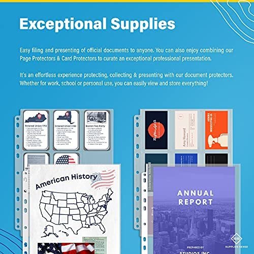300 Clear Top Loading Page Protectors Fits Copy Paper 8.5 x 11", 11-Hole Fits 3 Ring Binders, Multi Sheet Use: Great for School Supplies, Office Supplies - Supplies Sense Lightweight Sheet Protectors - Image 7