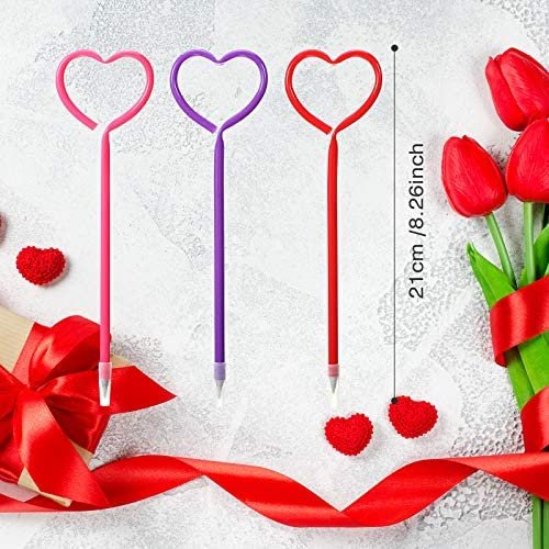 36 Pieces Valentines Day Pens Heart Shape Pens Rollerball Pens Valentine Party Favor Pens Black Gel Ink, Ballpoint Pen for School Boys and Girls Office Supplies (Rose Red) - Image 3