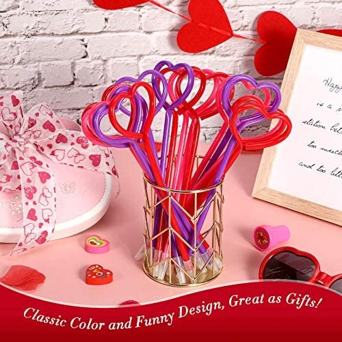 36 Pieces Valentines Day Pens Heart Shape Pens Rollerball Pens Valentine Party Favor Pens Black Gel Ink, Ballpoint Pen for School Boys and Girls Office Supplies (Rose Red) - Image 4