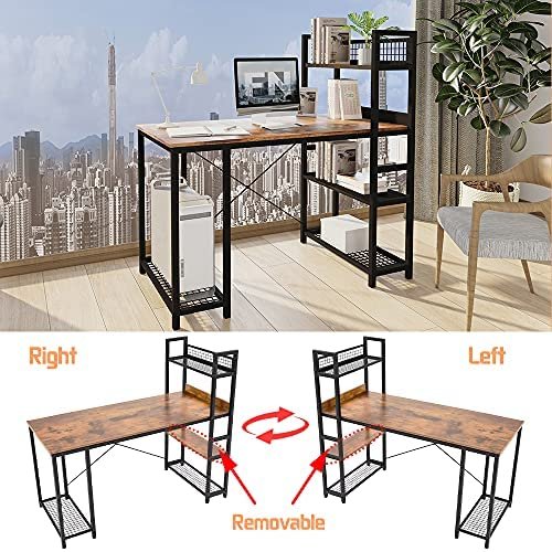 FOENOEL Computer Desk 47 inch with Storage Shelves Study Writing Table for Home Office,Modern Simple Style - Image 5