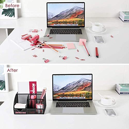 Mesh Desk Organizer Multifunctional Desktop Organizer Office Supplies Holder with 6 Compartments and 1 Drawer for Home Office School Classroom by Pipishell - Image 5
