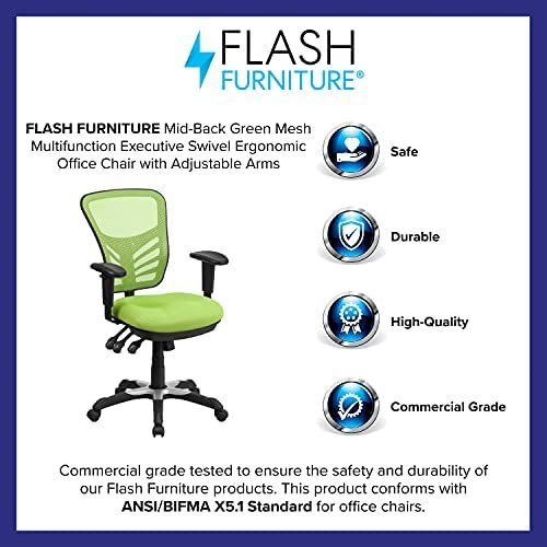 Flash Furniture Mid-Back Green Mesh Multifunction Executive Swivel Ergonomic Office Chair with Adjustable Arms - Image 4