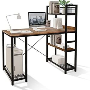 FOENOEL Computer Desk 47 inch with Storage Shelves Study Writing Table for Home Office,Modern Simple Style
