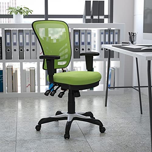 Flash Furniture Mid-Back Green Mesh Multifunction Executive Swivel Ergonomic Office Chair with Adjustable Arms