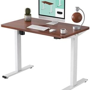 Flexispot EC1 Adjustable Height Desk 42 x 24 Inches Small Desk for Small Space Electric Sit Stand Home Office Table Standing Desk Classic (White Frame + 42 inch Mahogany Desktop) Flexispot EC1 Adjustable Height Desk 42 x 24 Inches Small Desk for Small Space Electric Sit Stand Home Office Table Standing Desk Classic (White Frame + 42 inch Mahogany Desktop)