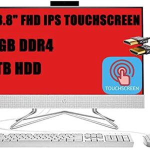 HP 24 All-in-One 2021 Flagship Desktop 23.8" FHD Touchscreen IPS Display(72% NTSC) Intel Quad-Core Pentium Silver J5040 16GB DDR4 256GB SSD DVD-RW Keyboard&Mouse WiFi Win10 + HDMI Cable