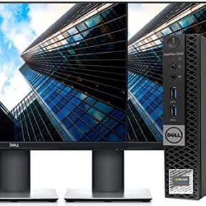 Microsoft Authorized isher- Dell Optiplex 3040 Micro Form Factor PC Intel i3-6100T 3.2GHz. 16GB DDR3 RAM,256 SSD, WiFi, with Dual Dell 24-inch P2419HLCD Windows 10 Pro (Renewed)
