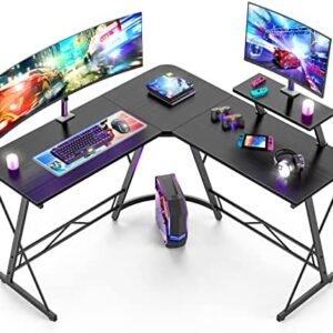 Mr IRONSTONE L Shaped Desk, Computer Corner Desk, Home Gaming Desk, Office Writing Workstation with Large Monitor Stand, Space-Saving, Easy to Assemble, Black Mr IRONSTONE L Shaped Desk, Computer Corner Desk, Home Gaming Desk, Office Writing Workstation with Large Monitor Stand, Space-Saving, Easy to Assemble, Black