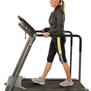 Sunny Health & Fitness Walking Treadmill with Low Wide Deck and Multi-Grip Handrails for Balance, 295 LB Max Weight - SF-T7857, Gray