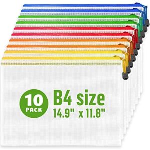 10 Pack Large Mesh Zipper Pouches B4 (12x15in) for Organization & Storage - Plastic Zipper Pouches - Puzzle Storage Bags Zippered - Board Game Bags Storage - Zipper Pouches for School & Documents