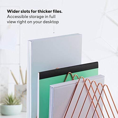 Mindspace Triangle File Holder | Mail Sorter Desktop Folder Organizer | Rose Gold Desk Organizer, Wire Collection - Image 4