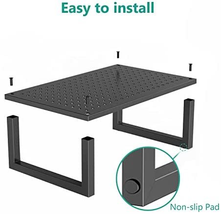 Monitor Stand Riser, Desktop Printer Monitor Stands Riser for 2 Monitor, with Vented Metal Platform and Underneath Storage (STT004-2), 2 Pack, Black by WALI - Image 7