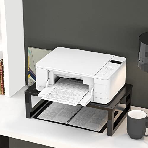 Monitor Stand Riser, Desktop Printer Monitor Stands Riser for 2 Monitor, with Vented Metal Platform and Underneath Storage (STT004-2), 2 Pack, Black by WALI - Image 8