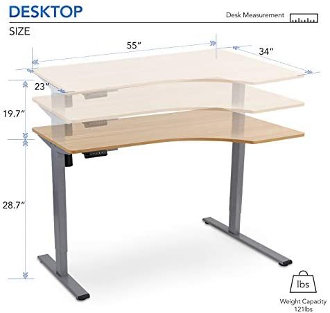 FLEXISPOT EF1L 55 in L Shaped Computer Desk Corner Desk Electric Stand Up Desk with Memory Controller Standing Desk Height Adjustable Desk with Splice Board Game Desk (Gray Frame + Maple Desktop) - Image 5