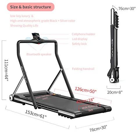 RHYTHM FUN Treadmill Folding Running Treadmill Under Desk Walking Pad Treadmill with Foldable Handtrail Wide Tread Belt Super Slim Mini Quiet Home Treadmill with Smart Remote Control and Workout App - Image 2