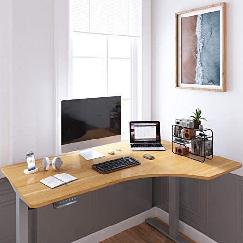 FLEXISPOT EF1L 55 in L Shaped Computer Desk Corner Desk Electric Stand Up Desk with Memory Controller Standing Desk Height Adjustable Desk with Splice Board Game Desk (Gray Frame + Maple Desktop) - Image 3