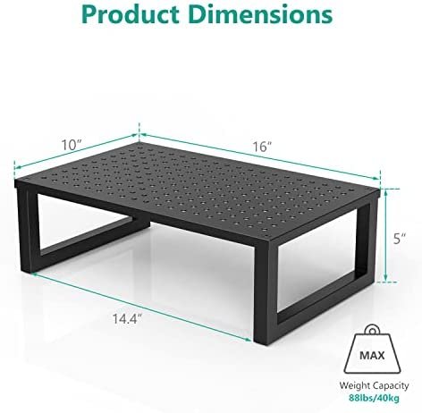 Monitor Stand Riser, Desktop Printer Monitor Stands Riser for 2 Monitor, with Vented Metal Platform and Underneath Storage (STT004-2), 2 Pack, Black by WALI - Image 4
