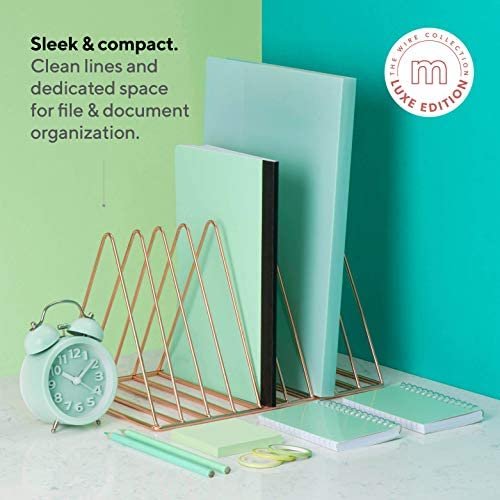 Mindspace Triangle File Holder | Mail Sorter Desktop Folder Organizer | Rose Gold Desk Organizer, Wire Collection - Image 2
