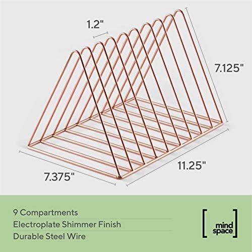 Mindspace Triangle File Holder | Mail Sorter Desktop Folder Organizer | Rose Gold Desk Organizer, Wire Collection - Image 3