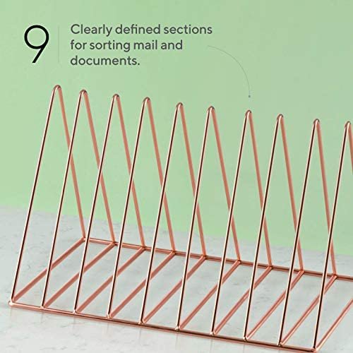 Mindspace Triangle File Holder | Mail Sorter Desktop Folder Organizer | Rose Gold Desk Organizer, Wire Collection - Image 5
