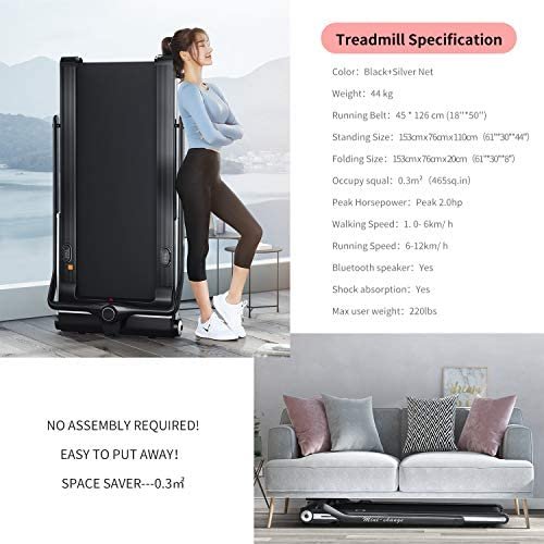 RHYTHM FUN Treadmill Folding Running Treadmill Under Desk Walking Pad Treadmill with Foldable Handtrail Wide Tread Belt Super Slim Mini Quiet Home Treadmill with Smart Remote Control and Workout App - Image 4