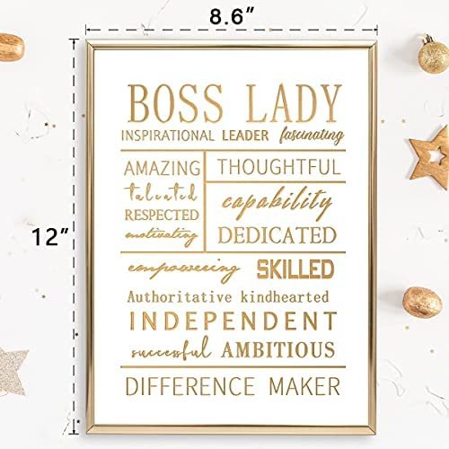 Boss Lady Office Decor 12"×8.6"- Boss Lady Gift for Boss Women with Gift Box, Valentines Day Gift for Her Office Inspirational Desk Decor Wall Art Framed Desk Sign Girl Boss Gifts for Women Supervisor - Image 5