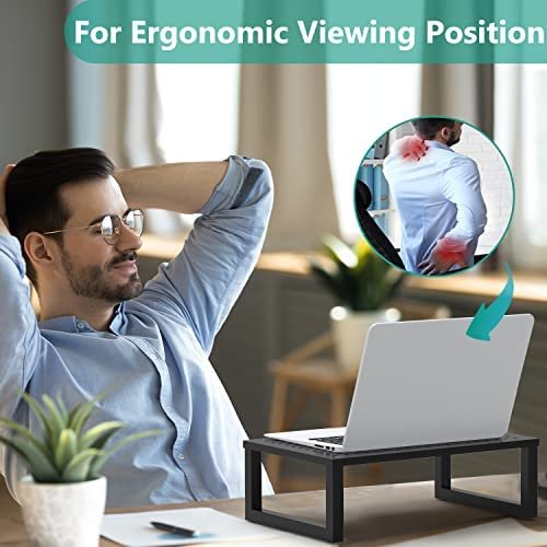 Monitor Stand Riser, Desktop Printer Monitor Stands Riser for 2 Monitor, with Vented Metal Platform and Underneath Storage (STT004-2), 2 Pack, Black by WALI - Image 6