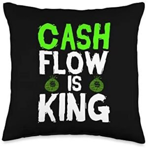 Cash Flow Is King Entrepreneur Gift Throw Pillow, 16×16, Multicolor