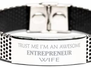 Entrepreneur Bracelet Gifts for Entrepreneur Trust Me I’m an Awesome Wife Stainless Steel Bracelet Gifts Gold for Wife Birthday Funny Bracelet,av1312