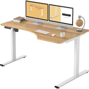 FLEXISPOT EF1L 55 in L Shaped Computer Desk Corner Desk Electric Stand Up Desk with Memory Controller Standing Desk Height Adjustable Desk with Splice Board Game Desk (Gray Frame + Maple Desktop) FLEXISPOT EF1L 55 in L Shaped Computer Desk Corner Desk Electric Stand Up Desk with Memory Controller Standing Desk Height Adjustable Desk with Splice Board Game Desk (Gray Frame + Maple Desktop)