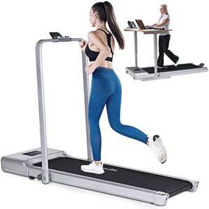 Foldable Treadmill for Home Use, Doufit Upgraded 2 in 1 Under Desk Treadmill for Small Spaces, Indoor Electric Workout Walking Jogging Exercise Machine with Remote Control
