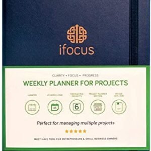 Ifocus Project Planner Notebook for Projects, Business Schedule & Professional Work. Undated Project Organizer! Monthly Weekly Daily Productivity. Time Management to stay Organized, 10-month 9.2″x6.7″