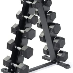 Iron Crush 150 Pound PVC Dumbbell Set with A-Frame Rack - Heavy Duty Equipment for Lifting & Training at Home or Gym.
