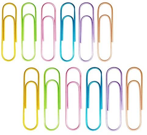 Kbraveo 60 Pack 4 inches Multicolored Extra Large Paper Clips Giant Paper Clip Paper Clips Holder for Office Supply,6 Colors