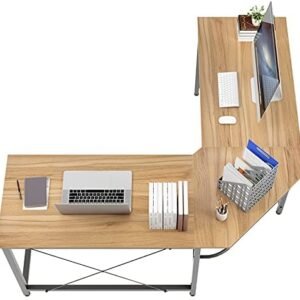 L Shaped Gaming Desk, L Desk Computer Corner Desk, Soges 59 x 59 inches Large L Shaped Desk for Home Office, Sturdy Writing Desk Writing Workstation Gaming Table, Oak CS-ZJ02-OK L Shaped Gaming Desk, L Desk Computer Corner Desk, Soges 59 x 59 inches Large L Shaped Desk for Home Office, Sturdy Writing Desk Writing Workstation Gaming Table, Oak CS-ZJ02-OK