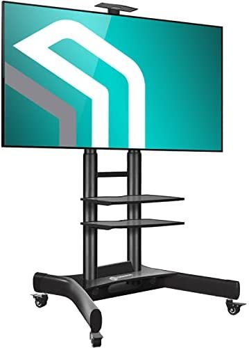 ONKRON Mobile TV Stand Rolling TV Cart with Wheels & 2 AV Shelves for 40” to 70 inch LCD LED OLED Flat Panel Plasma Screens up to 100 lbs TS1552 Black