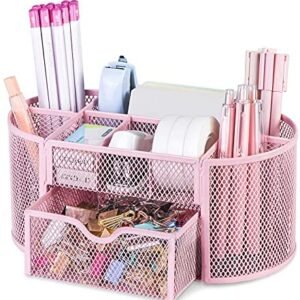 Pink Pen Holder Organzier, Cute Office Supplies Pen and Marker Organization Essentials Desk Caddy with Drawer for Home & Office Desktop & Decor& Kitchen Pink Pen Holder Organzier, Cute Office Supplies Pen and Marker Organization Essentials Desk Caddy with Drawer for Home & Office Desktop & Decor& Kitchen