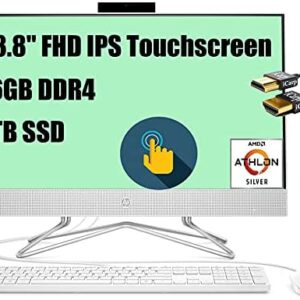 Premium HP 24 All in One Desktop Computer 23.8" FHD Touchscreen IPS Display AMD Athlon Silver 3050U (Beats i5-7200U) 16GB DDR4 1TB SSD Keyboard Mouse Webcam DVD Win 10 + HDMI Cable