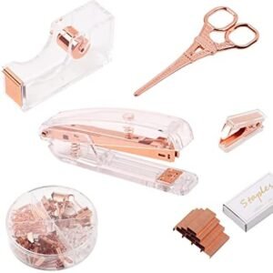 Rose Gold Office Supplies and Accessories, DaizySight Cute Desk Decor Set for Women, with Stapler, Tape Dispenser, Stapler Removers, Iron Tower Scissors, Aesthetic School Supplies for Girls Rose Gold Office Supplies and Accessories, DaizySight Cute Desk Decor Set for Women, with Stapler, Tape Dispenser, Stapler Removers, Iron Tower Scissors, Aesthetic School Supplies for Girls
