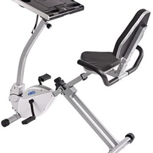 Stamina 2-in-1 Recumbent Exercise Bike Workstation & Standing Desk, Grey - Smart Workout App, No Subscription Required