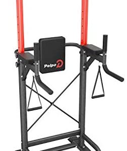 pelpo Pull up Bar Station, Multifunction Power Tower, Standing Adjustable Height Pull Up Dip Bar for Home Gym, Strength Training Dip Stands, Home Fitness Workout Equipment with Backrest Pad