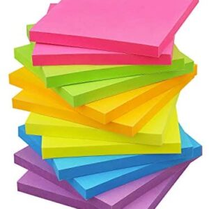 12 Pads Sticky Notes 3x3 Self-Stick Notes Pads with 6 Bright Colors, Easy to Post for Office, Shool, Home, 60 Sheets/Pad