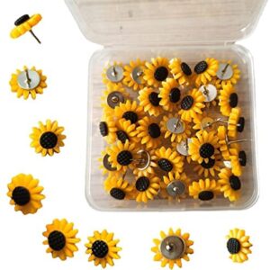 40Pcs Sunflower Push Pins Sunflower Thumb Tacks Decorative Flower Cork Board Tacks for Bulletin Board, Photos Wall Maps and Other Offices Schools Supplies and Accessories, Resin