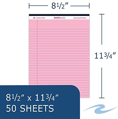 Roaring Spring Enviroshades Recycled Legal Pads, 3 Pack, 8.5" x 11.75" 50 Sheets, Pink - Image 2