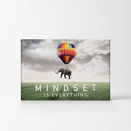 Smile Art Design Mindset is Everything Quote Elephant with Balloon in Sky Motivational Wall Art Canvas Print Inspirational Wall Art Entrepreneur Quote Office Decor Artwork Gift Ready to Hang 19x28 - Image 2