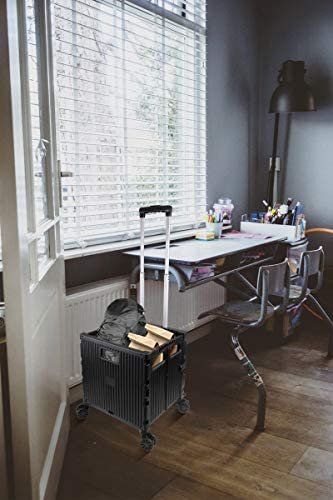 Olympia Tools Foldable Utility Cart, Grand Rolling Collapsible Storage Utility cart with Telescopic Handle , Folding Portable Rolling Wheel Trolley,80 Lb. Load Capacity, Smooth Wheels for Travel Shopping Mobile Baggage Office use ,Black - Image 9